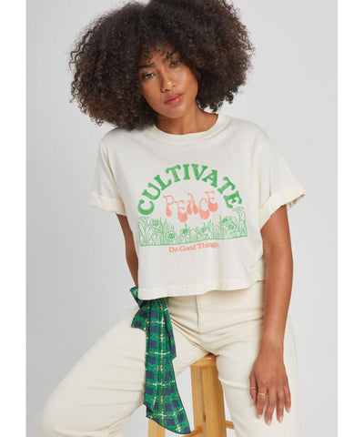 Cultivate Peace Cropped Graphic Tee
