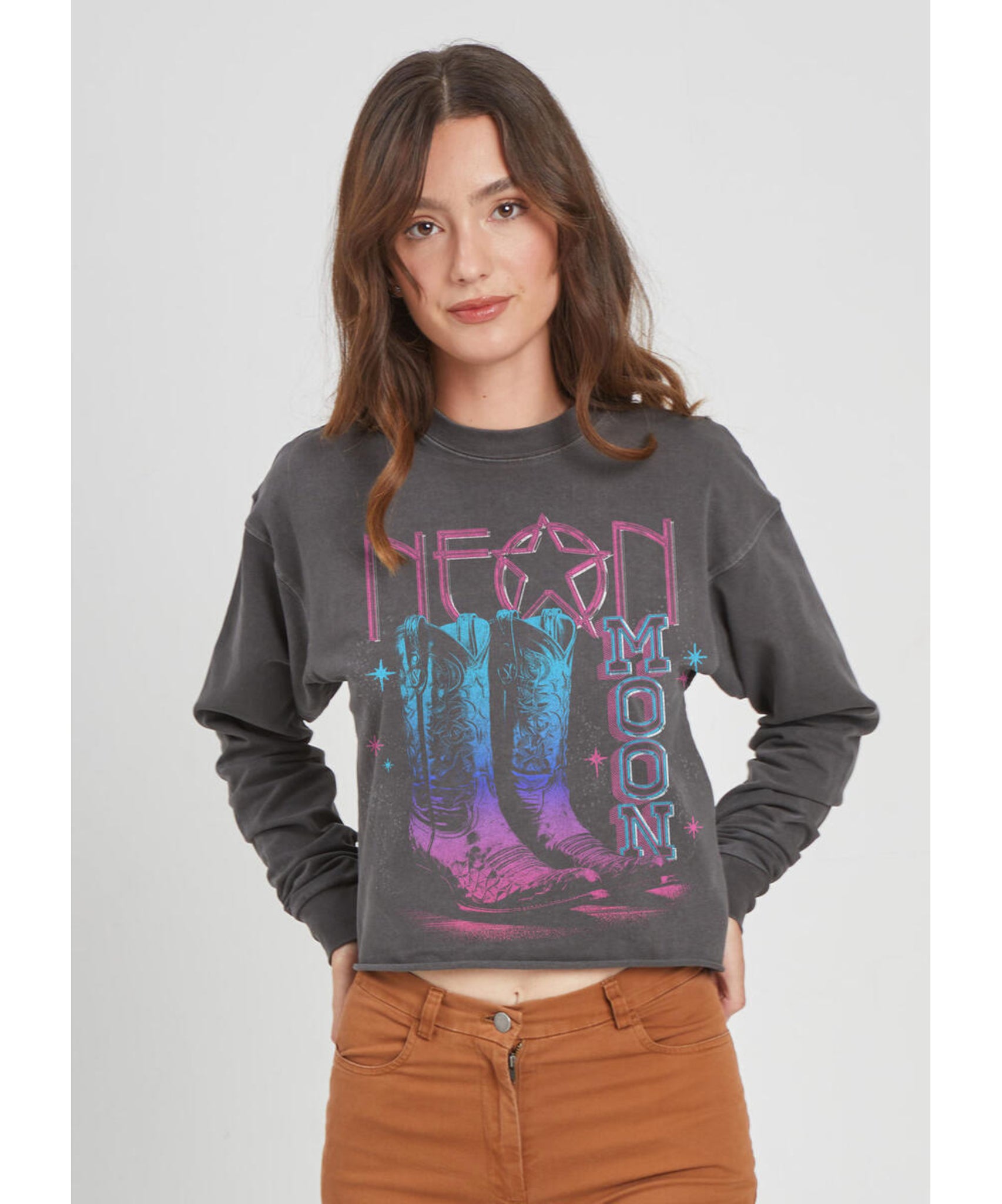 Neon Moon Cropped Graphic Long Sleeve