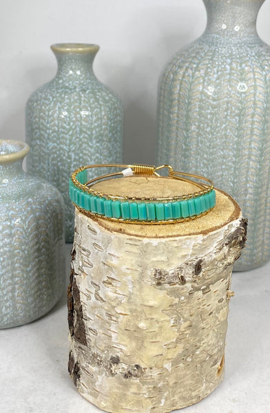 Beaded Hook Cuff Bracelet - Green