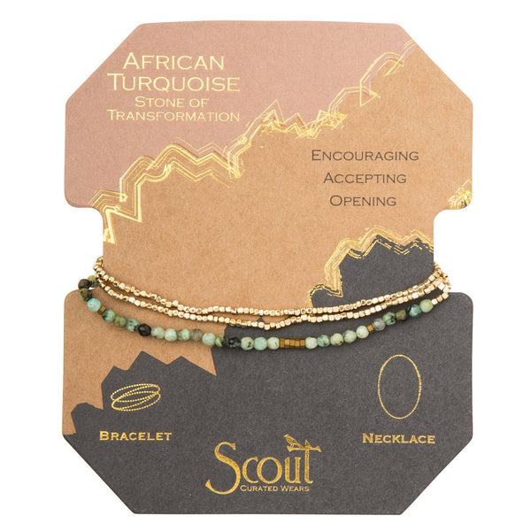 Delicate Stone Wrap Bracelet/Necklace: African Turquoise - Stone of Transformation