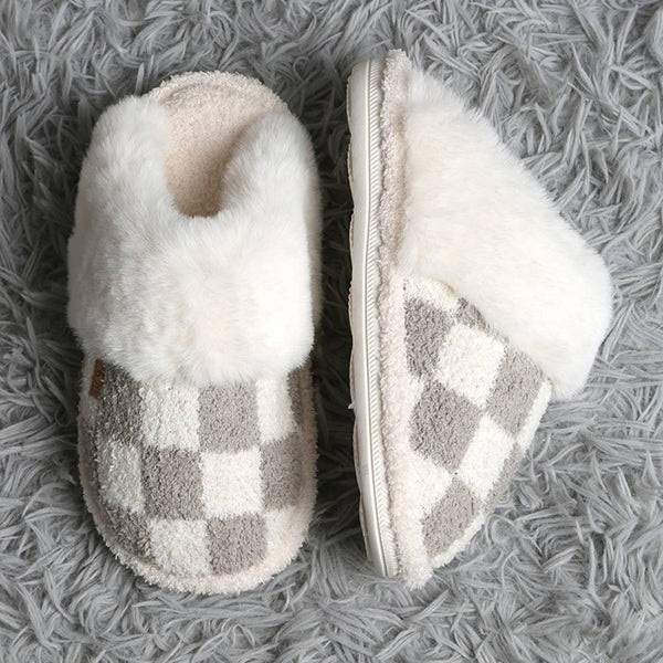 Checkered Mule Slipper - Grey