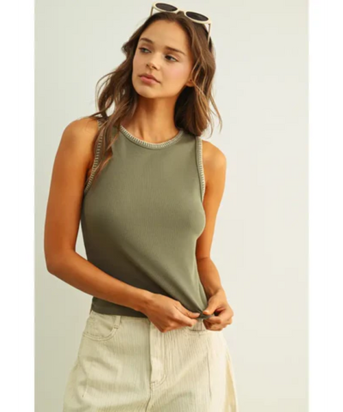Bea Ribbed Knit Stitch Detail Tank