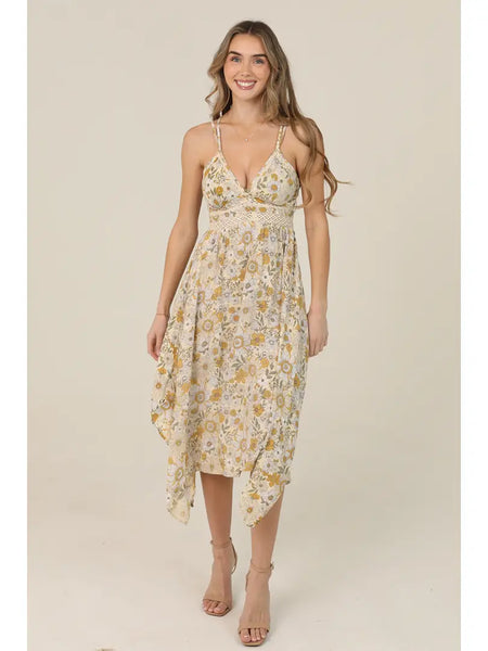 Alora Vintage Floral Midi Dress