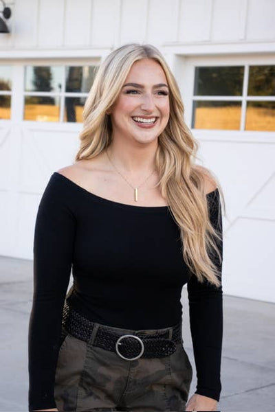 Wide Braided Leather Belt - Black