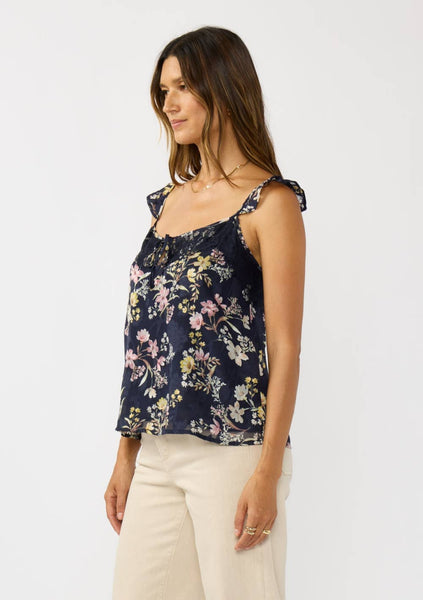Noe Ruffle Strap Lace Trim Tank
