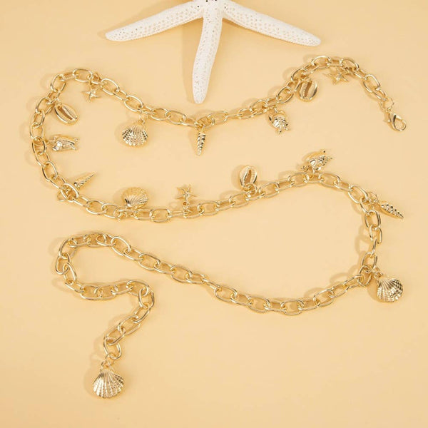 Sealife Charms Chain Belt - Gold
