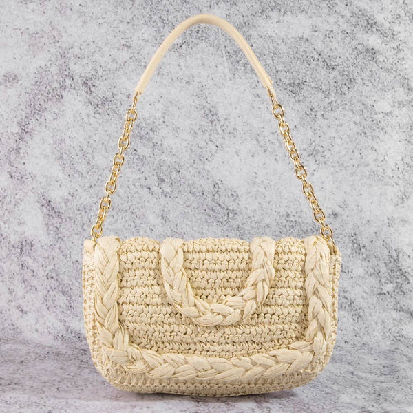 Porto Woven Raffia Shoulder Bag