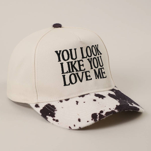 You Look Like You Love Me Embroidered Animal Print Trucker Hat