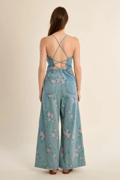 Vivienne Denim Jumpsuit - Floral
