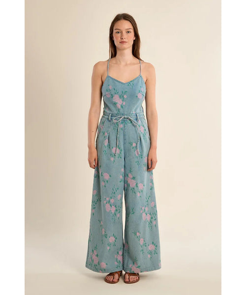 Vivienne Denim Jumpsuit - Floral
