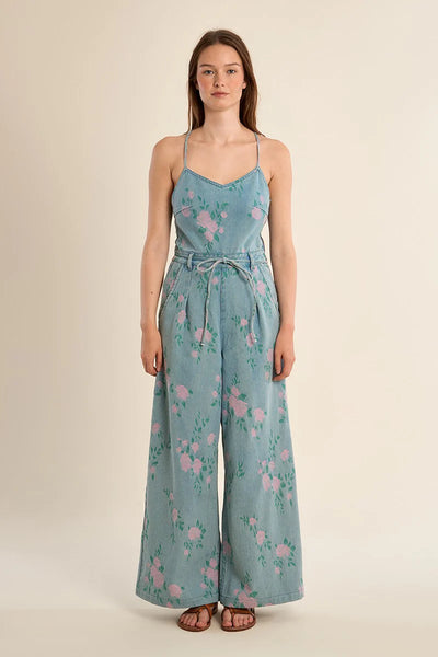 Vivienne Denim Jumpsuit - Floral