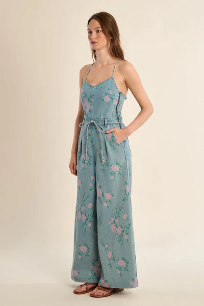 Vivienne Denim Jumpsuit - Floral