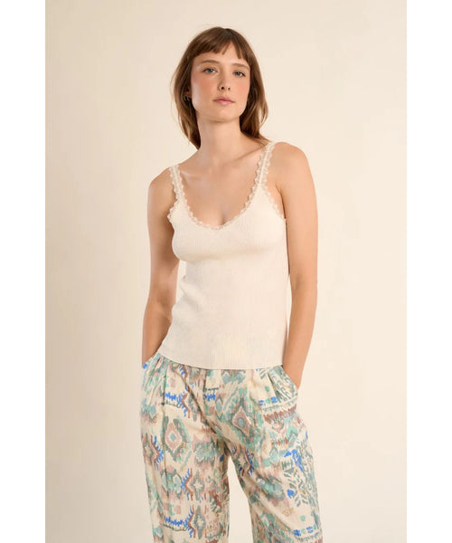 Lace Ribbed Tank Top