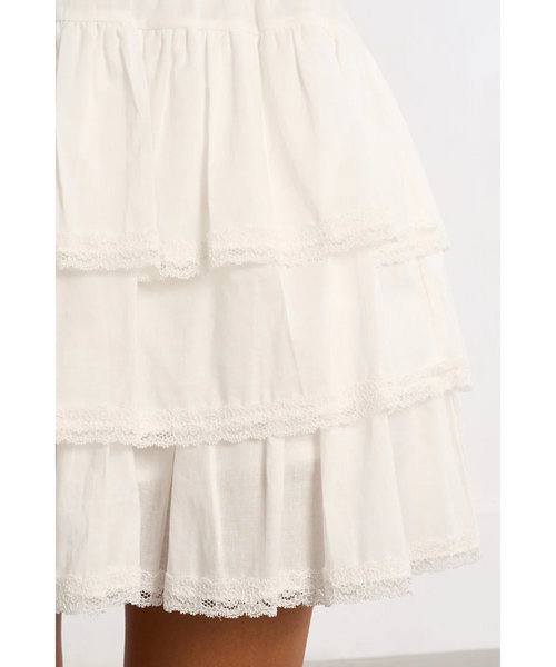 Ronee Lace Trim Tiered Mini Skort