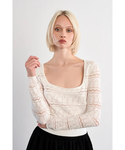Rissa Square Neck Knit Top