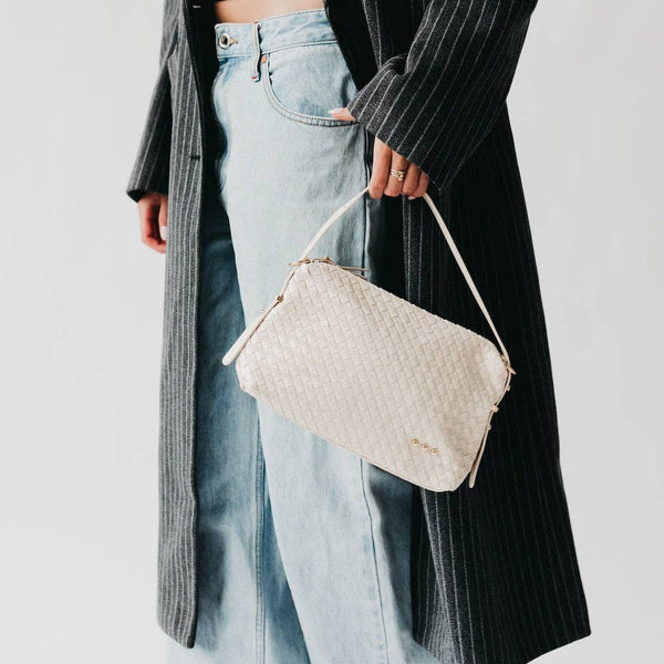 Harper Hobo Woven Shoulder Bag - Cream