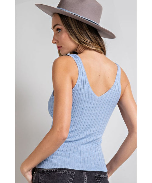 Emma Ribbed Tank - Periwinkle
