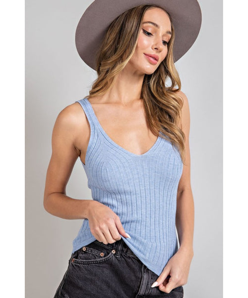 Emma Ribbed Tank - Periwinkle