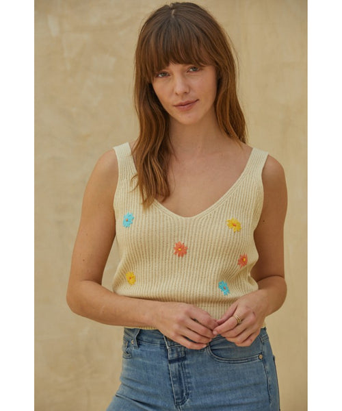 Daisy Knit Embroidered Tank
