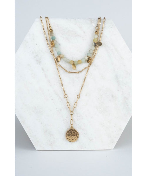 Layered Stone & Chain Necklace