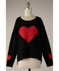Heart on Your Sleeve Sweater - Black/Red