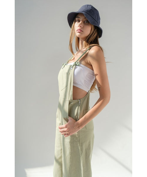 Cassidy Wide Leg Overall Jumpsuit - Brown
