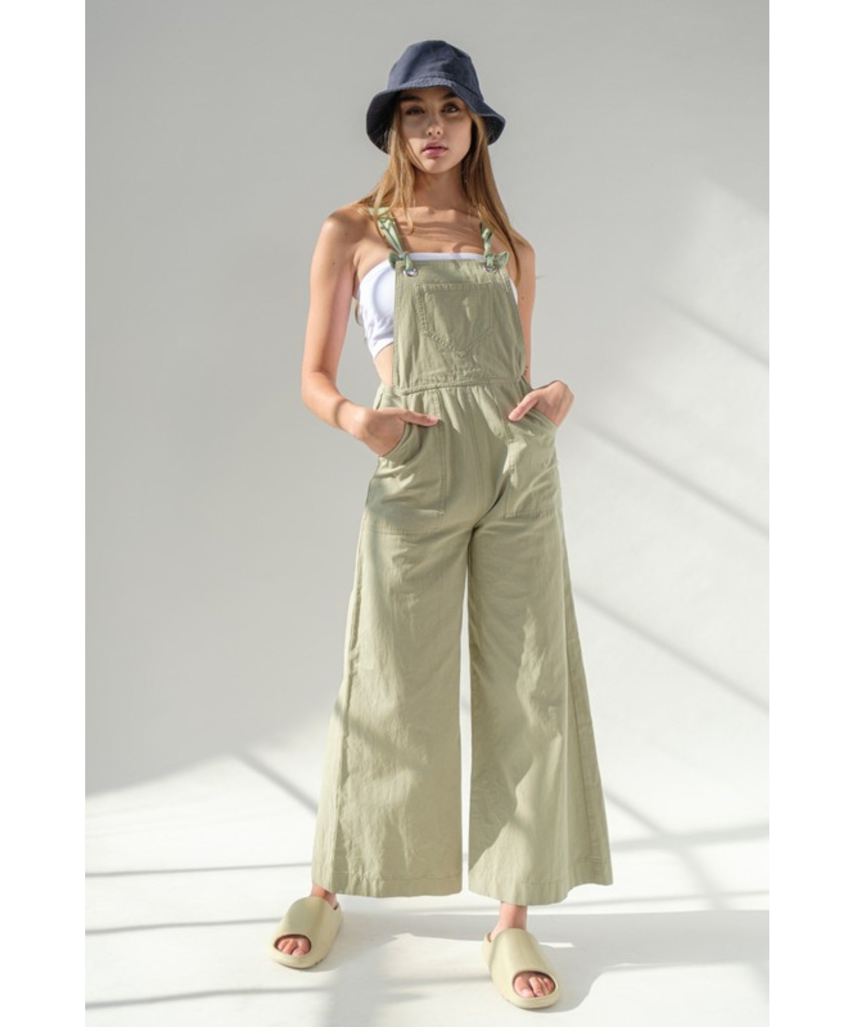Cassidy Wide Leg Overall Jumpsuit - Green