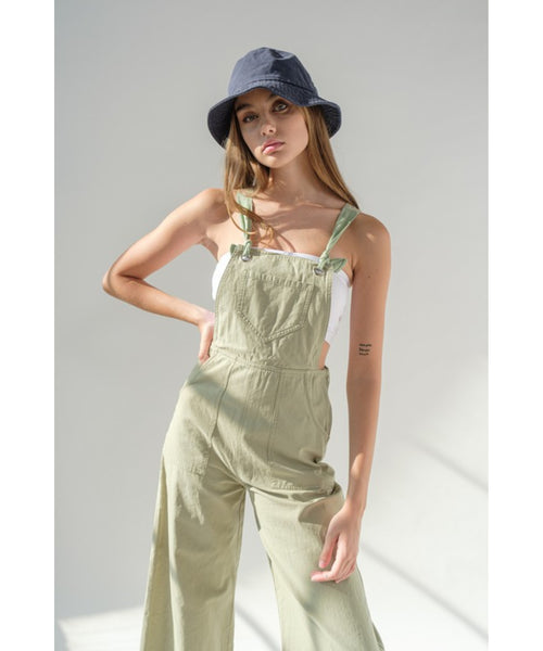 Cassidy Wide Leg Overall Jumpsuit - Green