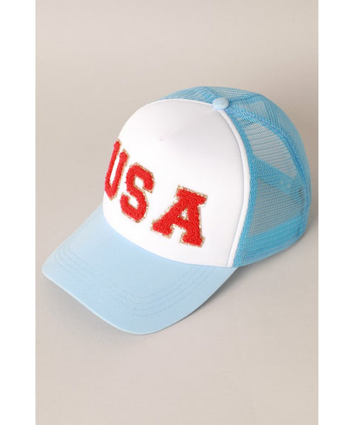 USA Chenille Patched Snapback Hat