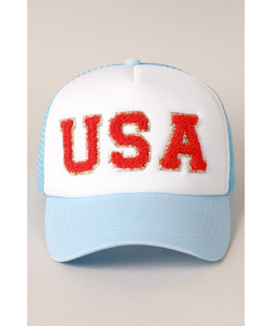 USA Chenille Patched Snapback Hat