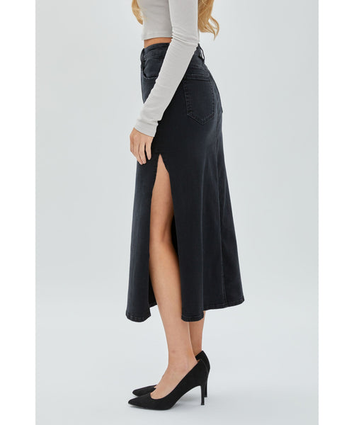 Dakota Denim Midi Skirt - Black