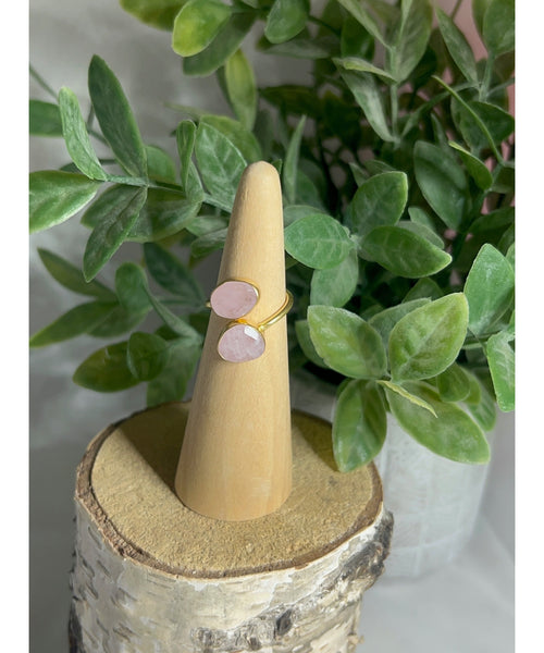 Natural Double Stone Wrap Ring - Pink