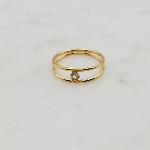 Two Layer Ring w/small CZ - Size 7