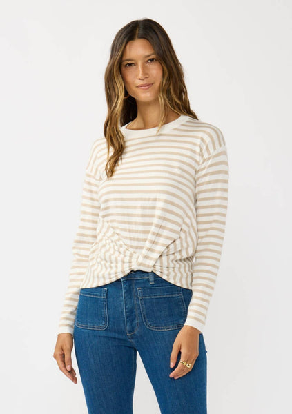 Kyle Stripe Front Knot Pullover Sweater