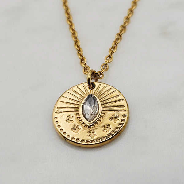 Cubic Zirconia Burst Medalion