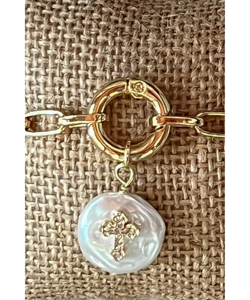 Pearl Cross Bracelet