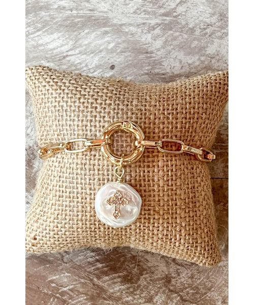 Pearl Cross Bracelet