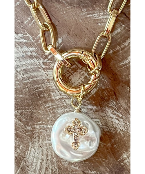 Pearl Cross Bracelet