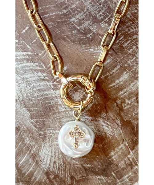 Pearl Cross Bracelet
