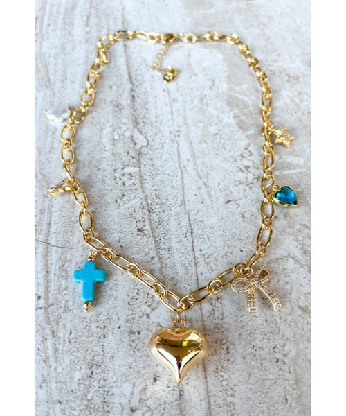 Puffy Heart Charm Necklace