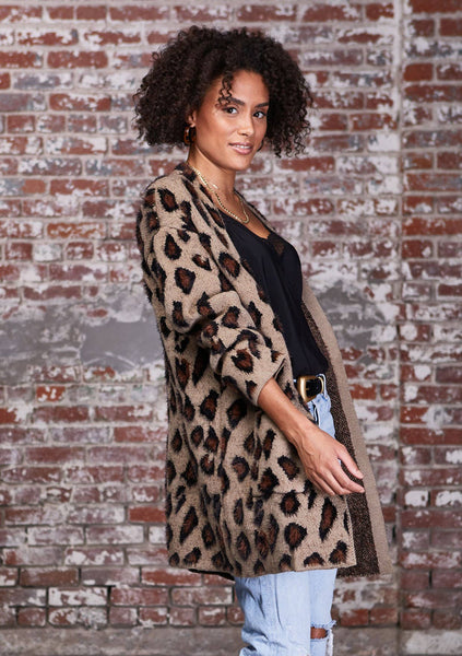 Mari Leopard Print Boyfriend Cardigan