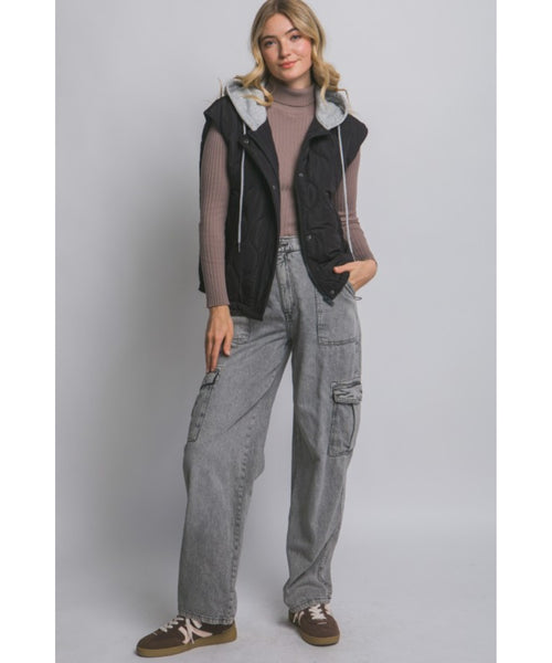 Marcia Quilted Vest - Black