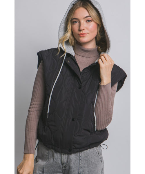 Marcia Quilted Vest - Black