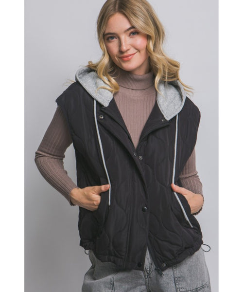 Marcia Quilted Vest - Black