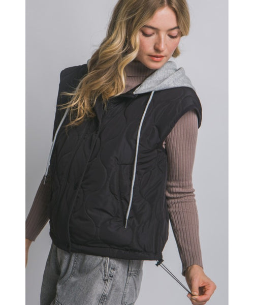Marcia Quilted Vest - Black