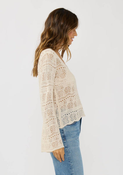 Jazzlyn V-Neck Crochet Knit Top