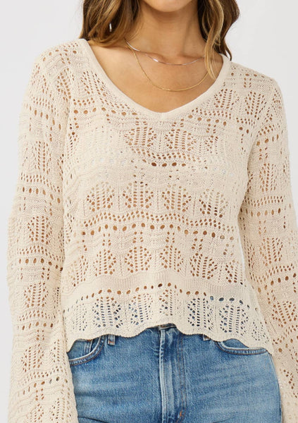 Jazzlyn V-Neck Crochet Knit Top