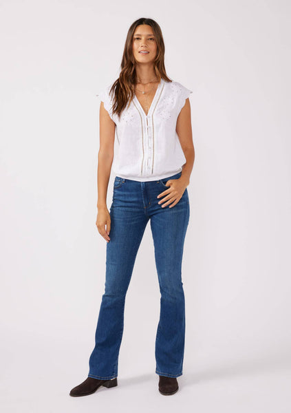 Lotus Button Front Cutout Top