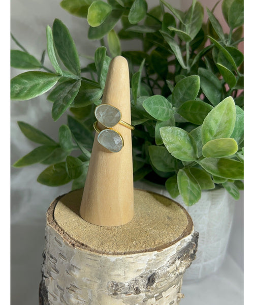 Natural Double Stone Wrap Ring - Moonstone