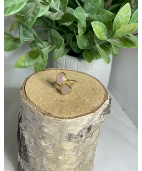 Natural Double Stone Wrap Ring - Pink